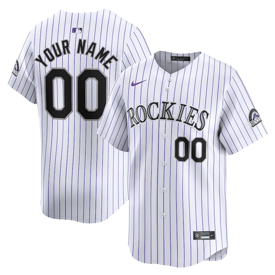 Men Colorado Rockies Nike White Home Limited Custom MLB Jersey->->Custom Jersey